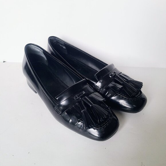 Tod's Black Leather Tassel Loafers Women's EU 36.5 - Picture 1 of 10
